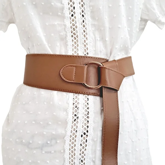 Vegan Leather Wrap Statement Belt Accessories | Metallic Silver Vegan Leather Adjustable Obi  main image 4